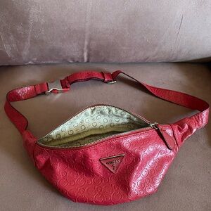 Guess Red monogrammed fanny pack
